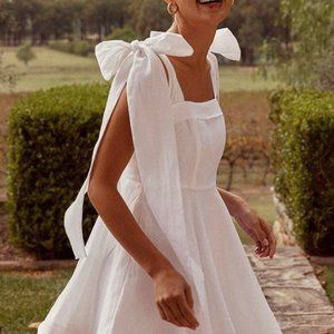 Linen Bow Mini Dress